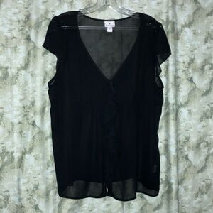 Worthington Black Cap Sleeve Blouse